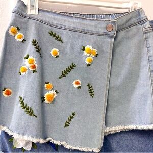 Wonder Nation Blue Skort with Floral Embroidery